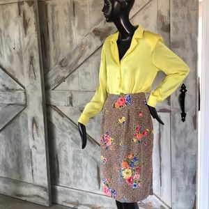 Vintage Diane von Furstenberg silk floral pencil skirt
